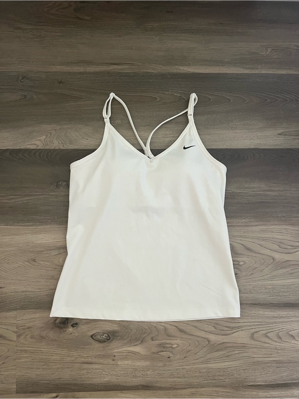Nike White racer back Tank Top with Black Swoosh